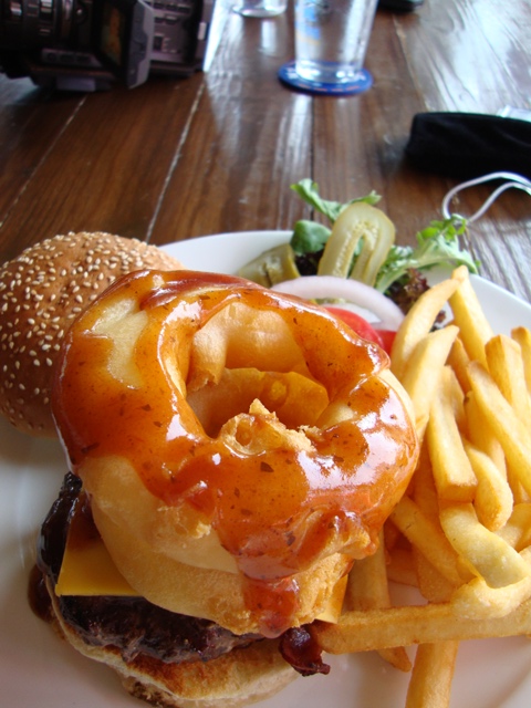 Montana BBQ Burger The Montana BBQ burger: try fitting that in your mouth.